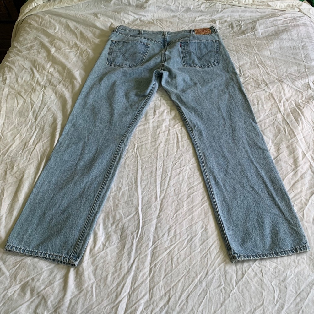Levi's 40x34 501 Original Fit Jeans Light Wash Blue Button Fly Straight Leg